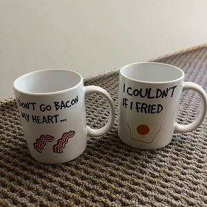 Matching bacon and egg mug duo